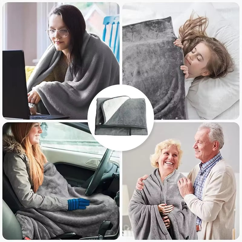 Office Wearable USB Electric Heated Blanket Washable Body Warmer Blanket Home 5V 3 Heated Level Throw Blanket 9 Heated Areas