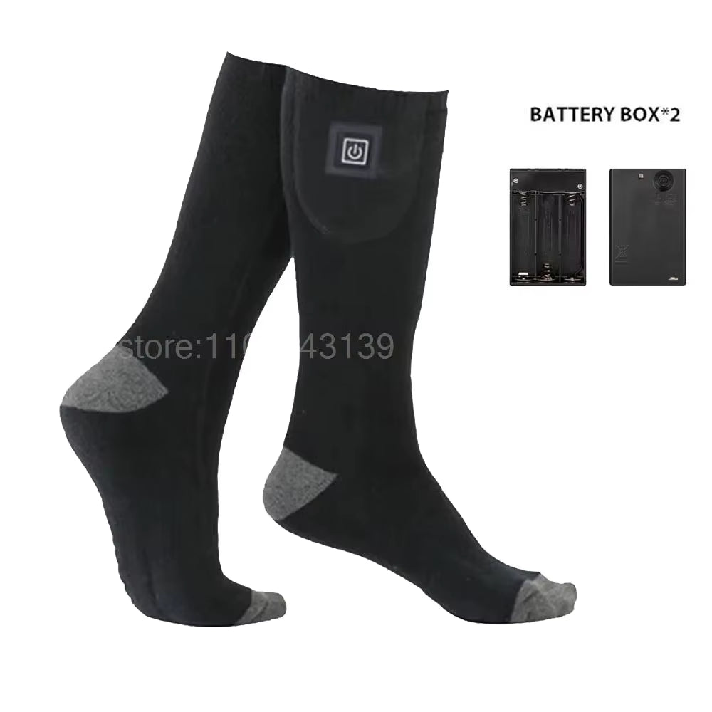 Heated Socks with Battery Box Skiing Socks Women Men Heating Foot Warmer Electric Fever Socks Hiking Ski Warm Outdoor