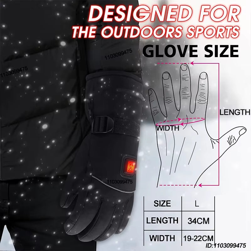Winter Electric Heated Gloves Men Women Rechargeable Self Heating Motorcycle Gloves Ski Climbing Hiking Hand Warmer Waterproof