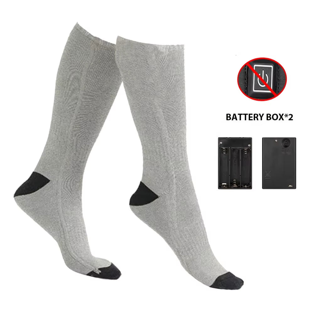 Heated Socks with Battery Box Skiing Socks Women Men Heating Foot Warmer Electric Fever Socks Hiking Ski Warm Outdoor