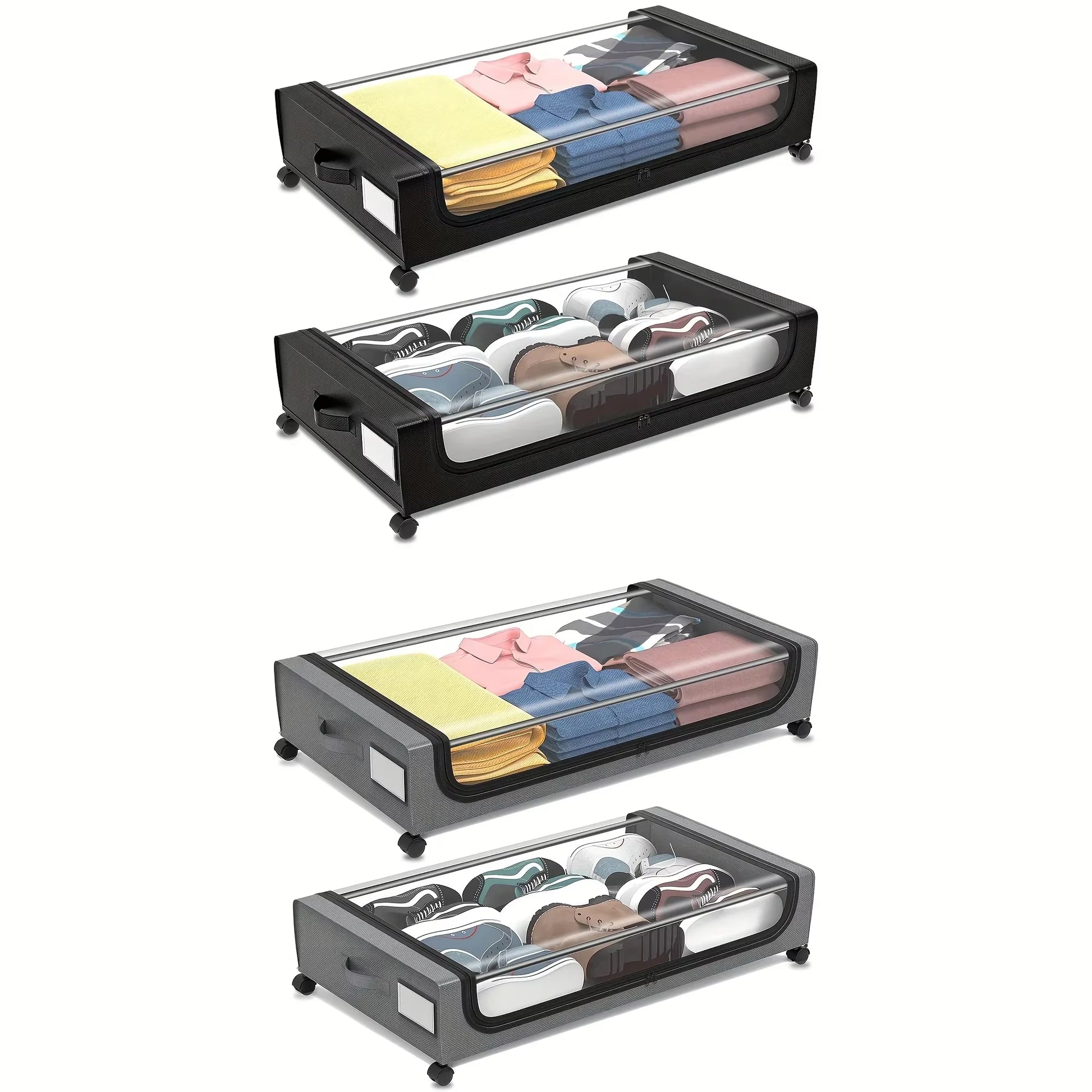 Organisateurs pliables sous lit avec roulettes