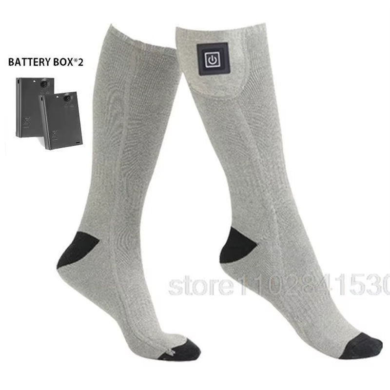 Heated Socks with Battery Box Skiing Socks Women Men Heating Foot Warmer Electric Fever Socks Hiking Ski Warm Outdoor