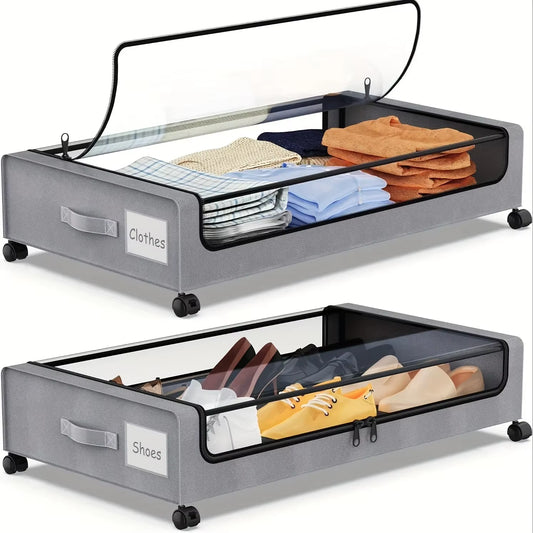 Organisateurs pliables sous lit avec roulettes