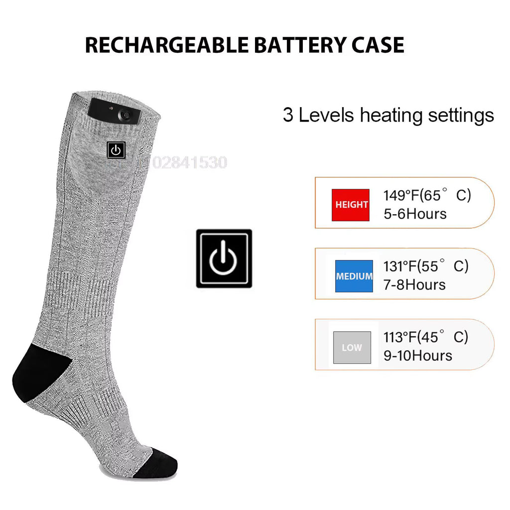 Heated Socks with Battery Box Skiing Socks Women Men Heating Foot Warmer Electric Fever Socks Hiking Ski Warm Outdoor