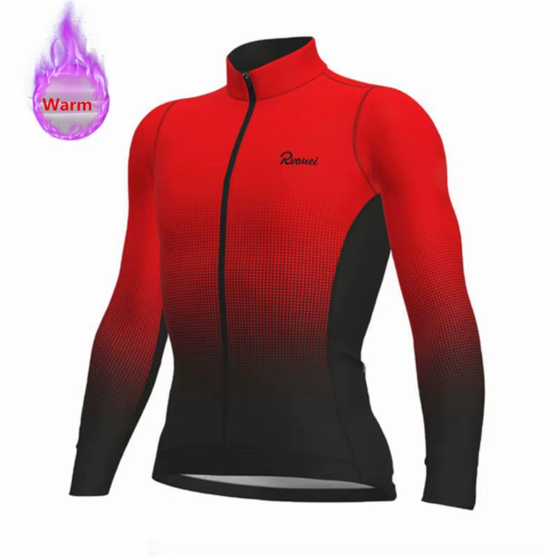 Winter Long Sleeve Thermal Fleece Cycling Jersey Set Bib Pants Ropa Ciclismo Bicycle Clothing MTB Bike Jersey Uniform