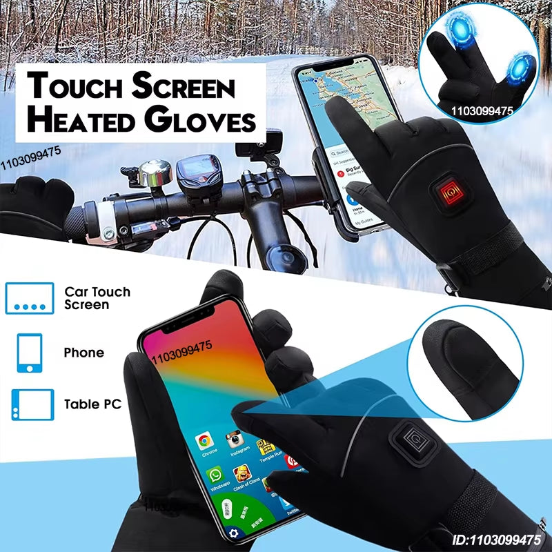 Winter Electric Heated Gloves Men Women Rechargeable Self Heating Motorcycle Gloves Ski Climbing Hiking Hand Warmer Waterproof