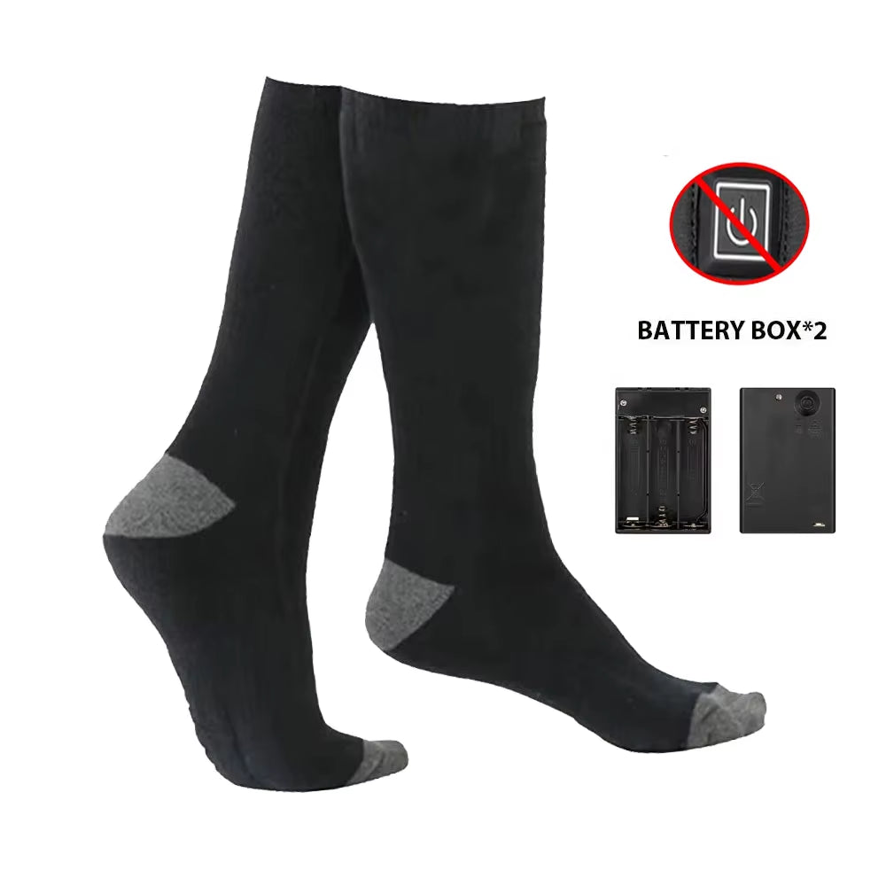 Heated Socks with Battery Box Skiing Socks Women Men Heating Foot Warmer Electric Fever Socks Hiking Ski Warm Outdoor