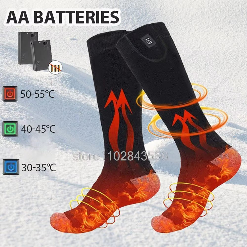 Heated Socks with Battery Box Skiing Socks Women Men Heating Foot Warmer Electric Fever Socks Hiking Ski Warm Outdoor