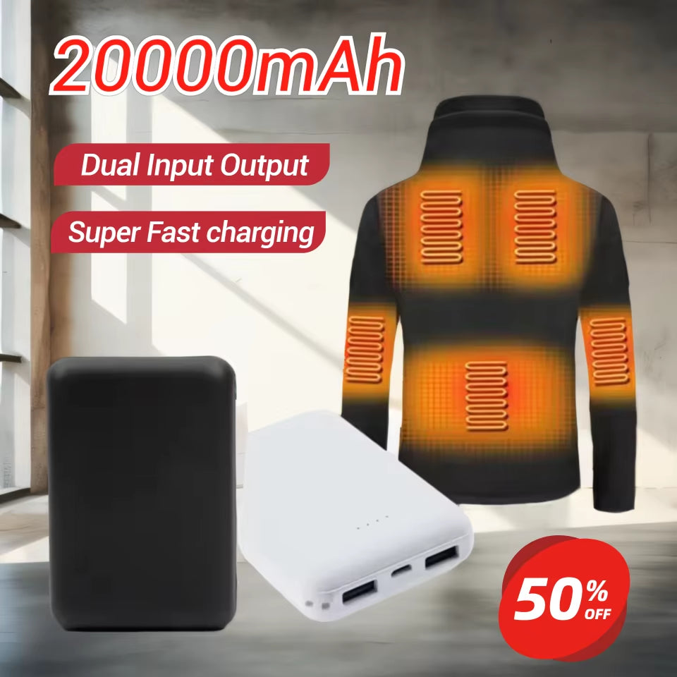 20000Mah Power Bank USB Charger Fast Charging Portable External Battery Pack Heating Vest Jacket Scarf Socks Glove Equipment